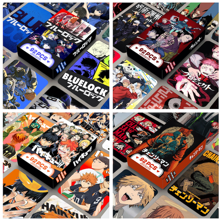 [COMBO92 card+ sticker) Hộp 60 thẻ ảnh 2 mặt lomo card + 32 sticker anime: Blue Lock, Mashle, Friere
