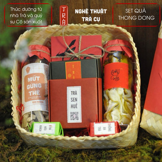 Set quà THONG DONG gói hộp tre mộc mạc phù hợp quà biếu tặng tất cả các lễ