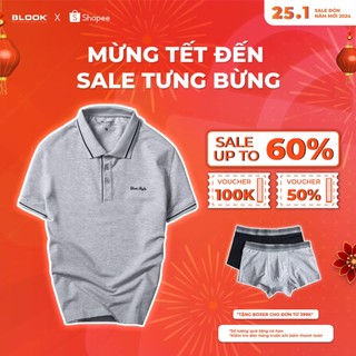Áo polo nam slimfit BLOOK Vải thun cotton thêu logo đơn giản 33086
