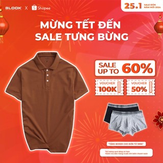 Áo thun POLO nam BLOOK cổ bẻ BASIC CVC vải cá sấu Cotton kháng khuẩn, chống nhăn, thoáng mát mã 35680