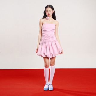 Dottie - đầm cúp ngực tùng bí - hồng - d0586