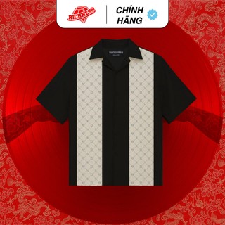 Áo Sơ Mi Nam Tay Ngắn Oversize RICHNESS BOWLING SHIRT Form Bigsize, Unisex - Họa Tiết Sọc In Chuyển Nhiệt RICHNESS