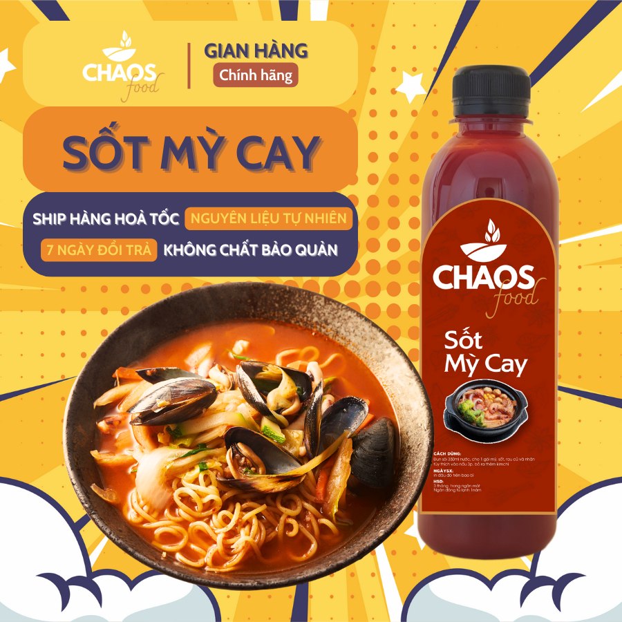 Xốt mì cay cấp độ Hàn Quốc, sốt mì cay, sốt mỳ cay, xốt mỳ cay Chaos Food