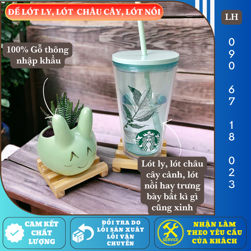 PALLET GỖ, PALLET MINI, PALLET GỖ MINI, LÓT LY GỖ, ĐẾ LÓT CHẬU CÂY GỖ, PALLET GỖ THÔNG XƯỞNG GỖ ĐỒNG TÂM