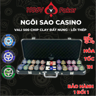Vali 500 chip Poker có số, phỉnh poker Ngôi Sao chip set Pocker đất nung giá rẻ đẹp - 1996V Poker Shop