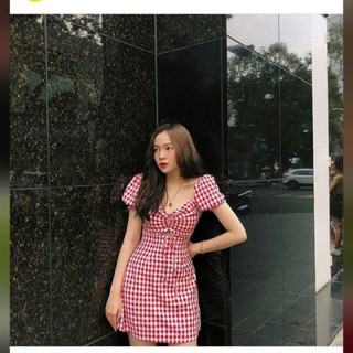 Pass đầm caro đỏ Shebyshj