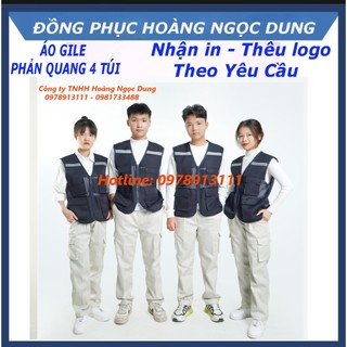 Áo bảo hộ lao động, áo gile bảo hộ 4 túi hộp, Áo ghi lê kỹ sư. Áo ghi lê màu tím than