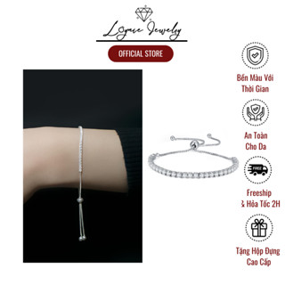 [HOẢ TỐC] Lắc tay bạc nữ S925 đính đá dạng dây rút thanh lịch Loynie Jewelry, vòng tay bạc Ý 925 thanh lịch
