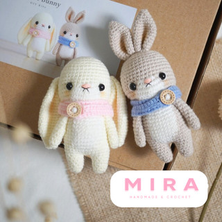 DIY - Set nguyên liệu móc len cặp thỏ Cho & Kyomi handmade, đồ thủ công dễ thương, bộ đan móc cho người mới