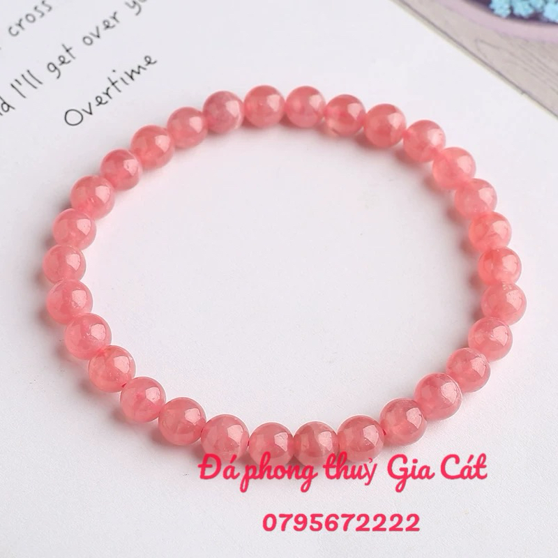 Vòng tay đá đào hoa 5a đẹp kiểm định hồng nhiều