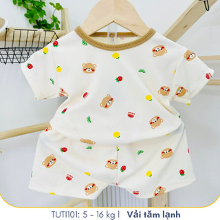 Đồ bộ cộc tay cho bé trai và bé gái nhiều hoạ tiết đáng yêu vải tăm lạnh, TUTI101