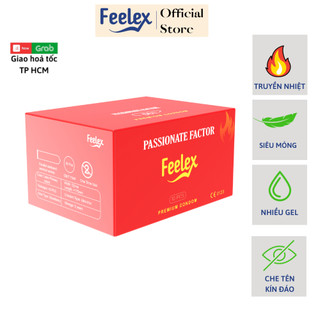 Bao cao su Feelex đỏ Passionate Factor mỏng, truyền nhiệt tốt, cảm giác chân thật, hộp 10 bcs