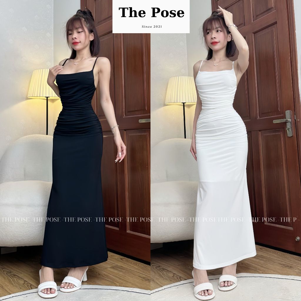 Đầm Body 2S Hở Lưng - Váy Body Dáng Dài Đuôi Cá Thiết Kế Dự Tiệc Chất Thun Xịn Đầm Sexy 2 Dây Size SML - THEPOSE.VN