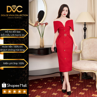 Váy Dự Tiệc Thiết Kế Cao Cấp Ôm Body Đỏ Siêu Tôn Dáng, Sang Chảnh V4469 - Thương Hiệu DVC