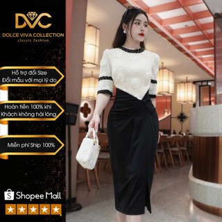VÁY REN THIẾT KẾ CAO CẤP, VÁY BODY ĐEN PHỐI REN TRẮNG MẶC ĐI LÀM ĐI CHƠI V4201- DVC