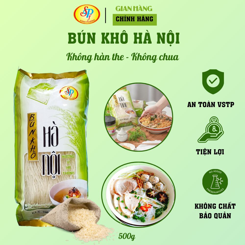 Bún khô Hà Nội Song Phương Food - Hàng xuất khẩu Nhật- 500gr