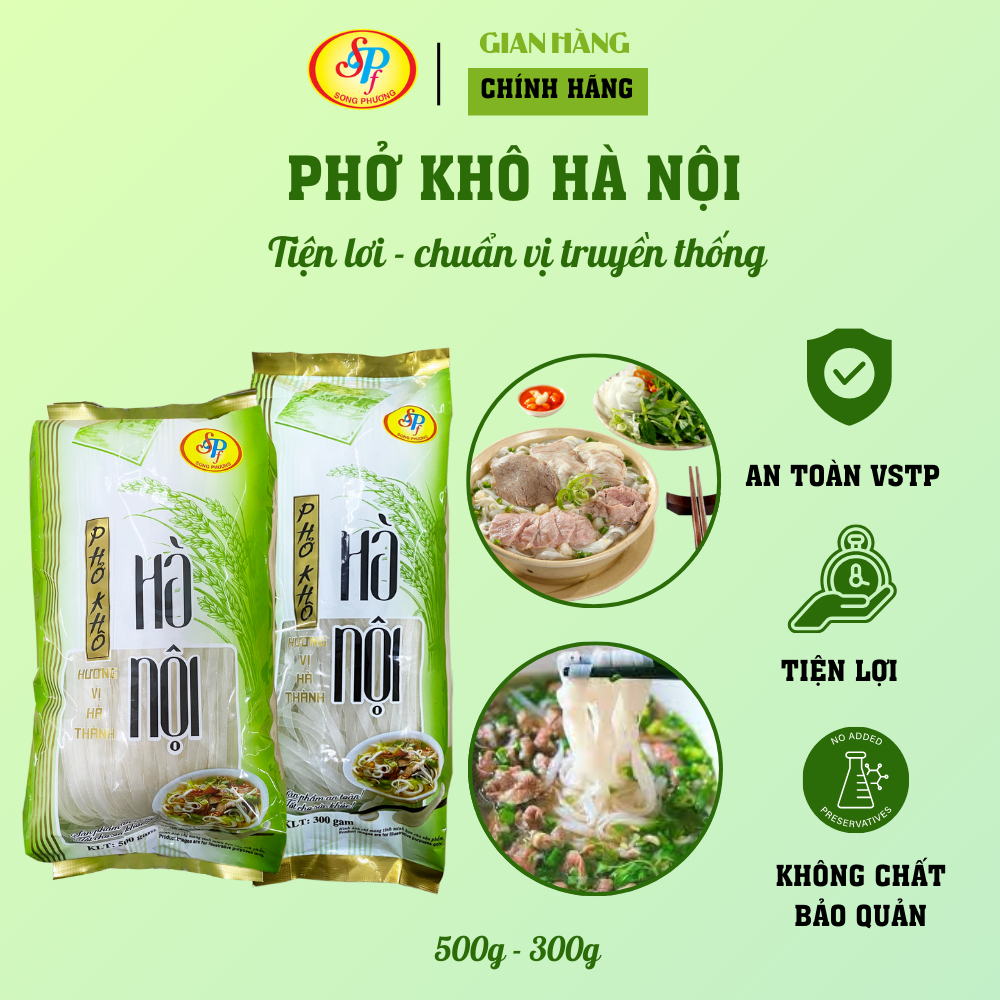 Phở Khô Hữu Cơ Hà Nội Chính Hãng Song Phương Food, Phù Hợp Cho Người Tiểu Đường, Ăn Kiêng, Giảm Cân, Gói 300gr