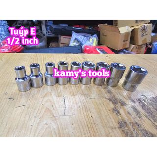 Bộ tuýp e 9 cục thép lỗ 1/2 inch chrome vanadium e10-e24, bộ khẩu e, đầu khẩu e