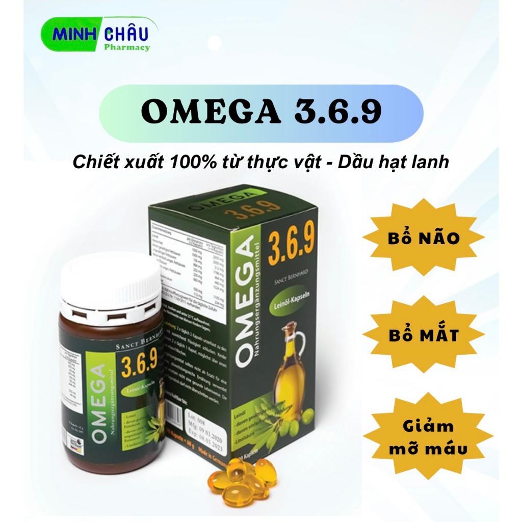 ✅ (Chính hãng) Omega 369 SANCT BERNHARD bổ não, mắt, giảm mỡ máu với Omega 3 dầu hạt lanh Hộp 90v nh