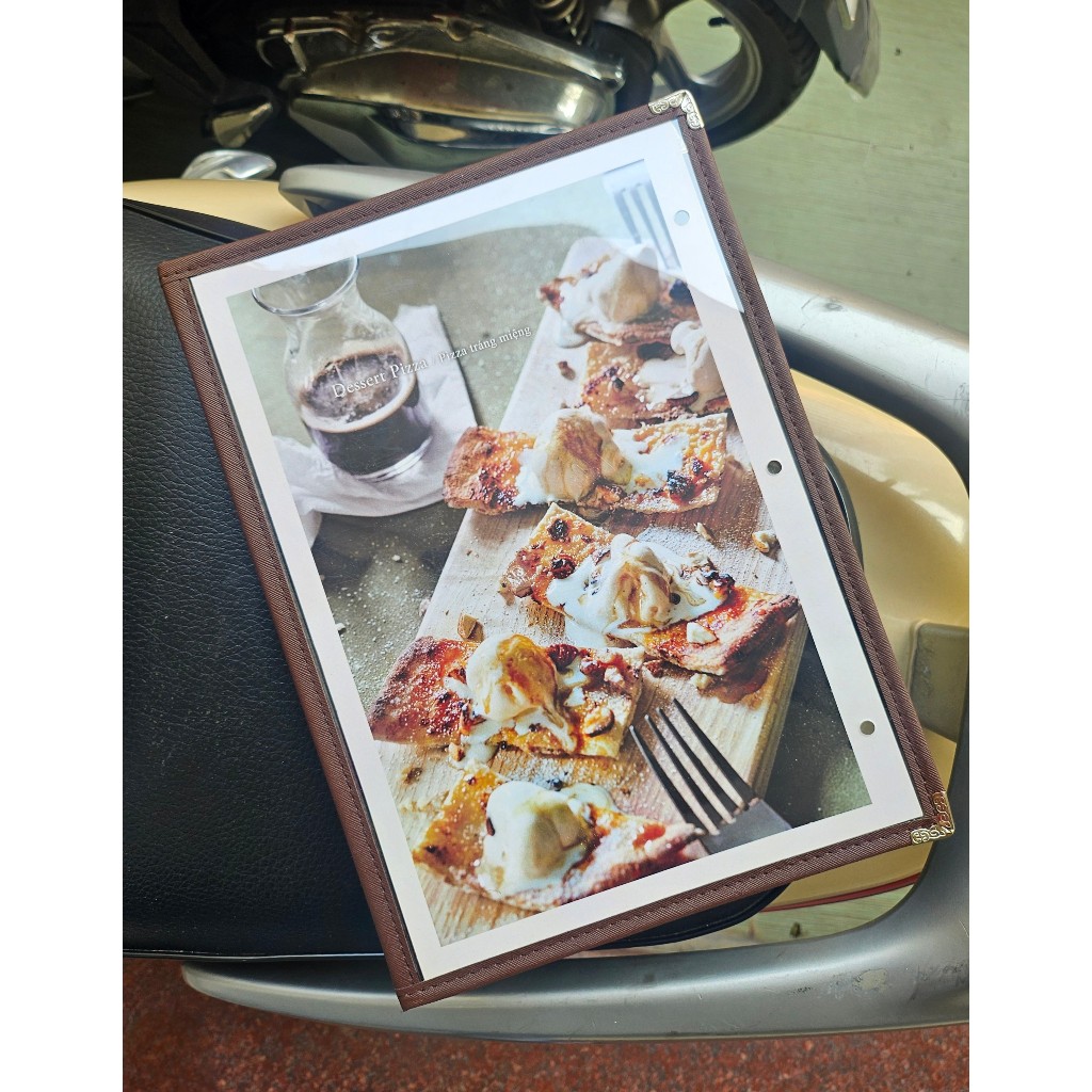 Bìa menu 16 trang  A4 Đen/Nâu