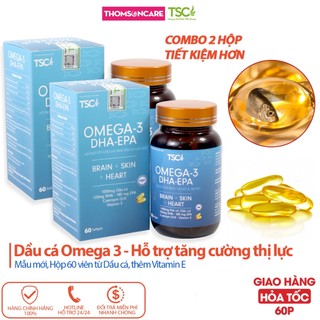 Viên sáng mắt dầu cá - Combo 2 hộp Omega 3 TSC mẫu mới 60v, giúp bổ mắt, tăng cường thị lực DHA EPA - Thomsoncare