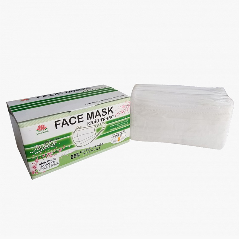 Khẩu trang 3 lớp Vina Mask cắt giảm 99% bụi, vi khuẩn 55 cái  - Hachi Hachi Japan Shop