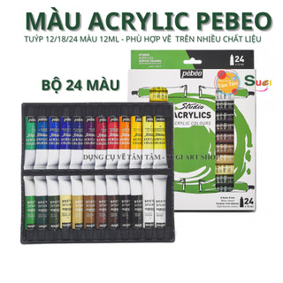 [ TÂM TÂM ] Màu Acrylic Pebeo bộ 24 màu (24x12ml), Acrylic Pebeo