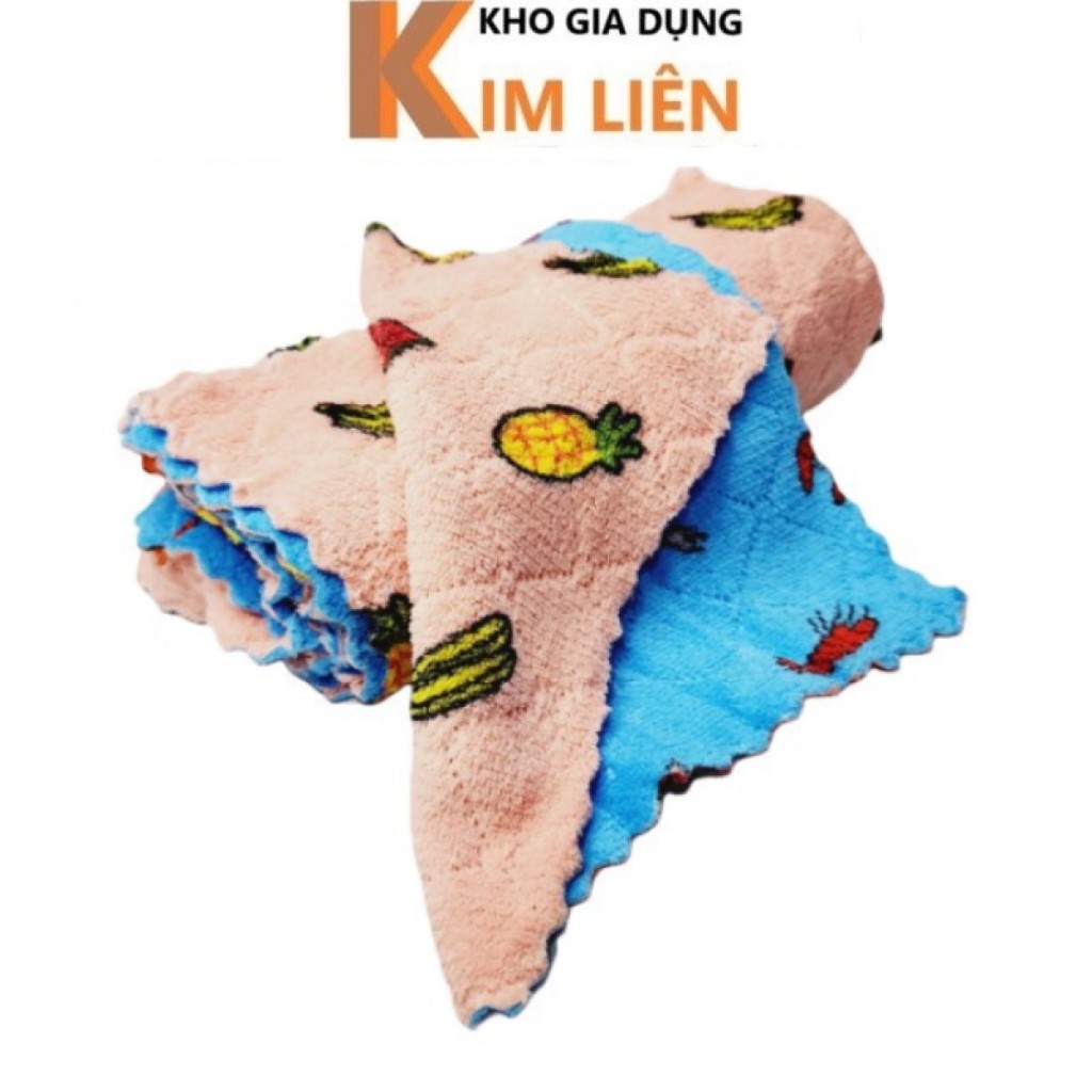 Túi 10 khăn lau bếp đa năng 2 mặt 24x24cm - Lau chén dĩa, tủ bàn - Siêu thấm nước