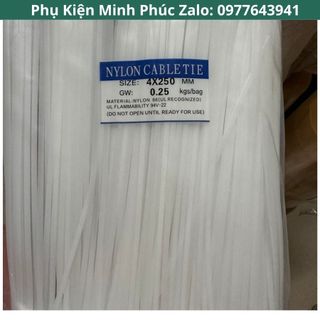 Dây rút nhựa thít nhựa lạt trắng 25cm đóng túi 250g