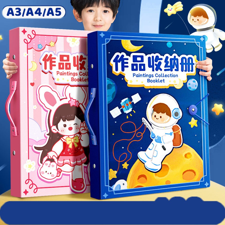 Bìa đựng A3 đựng tranh vẽ cho con 40 Trang Quai Xách Bìa Còng Bìa Lưu Trữ Tranh Khổ A3 File Lá Umena