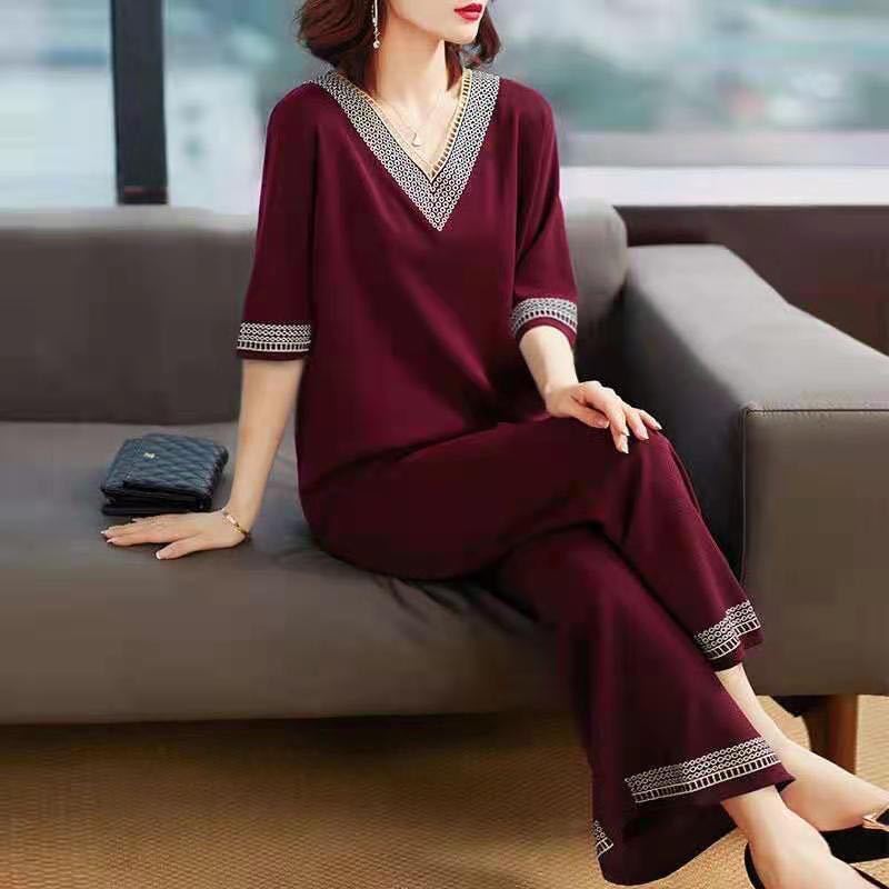 Bộ đồ trung niên nữ sang trọng cho mẹ B87- Quần áo ngủ mặc nhà kiểu thời trang cao cấp trung tuổi giá rẻ Bigsize
