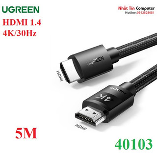 Cáp hdmi 1.4 dài 5m bọc nylon hỗ trợ độ phân giải 4k@30hz ugreen 40103 cao cấp
