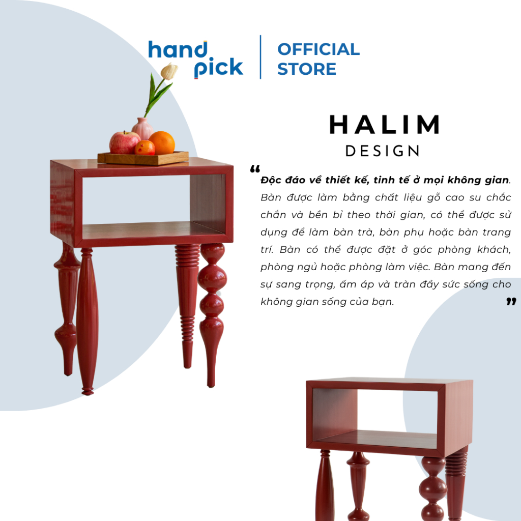 Bàn góc trang trí Halim - Size lớn - 42x32x58 cm - 100% Gỗ Cao su - Handpick Concept