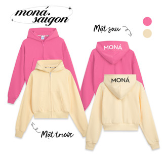Áo khoác hoodie trơn khóa kéo form rộng chân cua MONÁ - KILLA