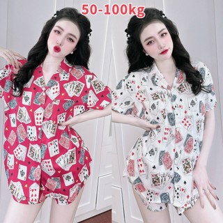Đồ ngủ pyjama bigsize đùi lụa xước 50-110kg mặc nhà thoải mái