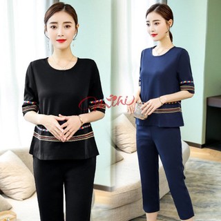 Bộ mặc nhà trung niên nữ cho mẹ sang trọng B78 - Đồ bộ quần áo kiểu thời trang cao cấp cho người lớn tuổi Bigsize
