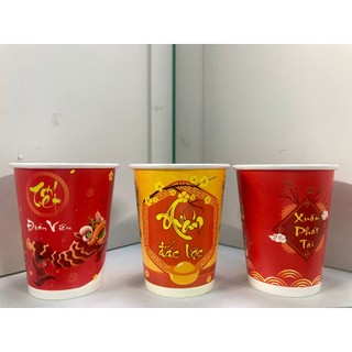 Set 50 ly giấy in sẵn hình tết 14oz 360ml