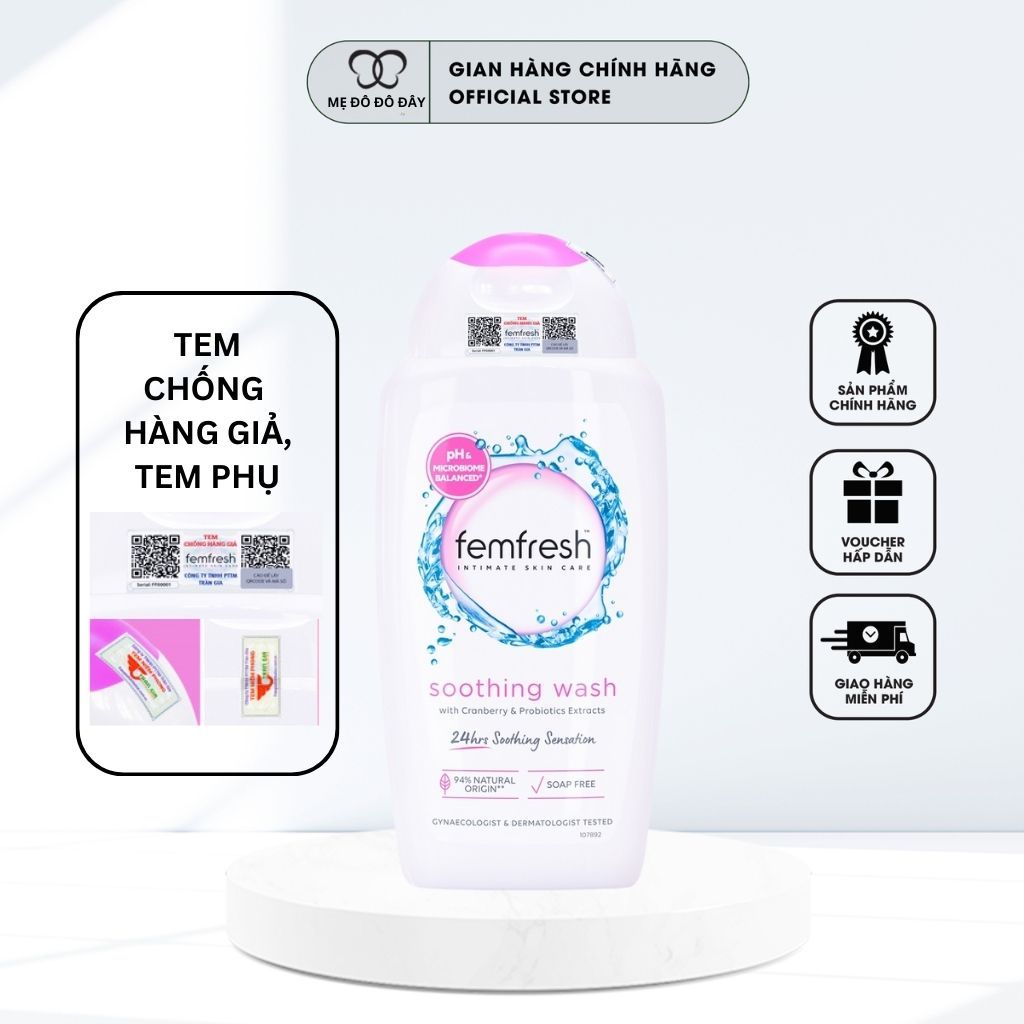 Mẹ Đô Đô Đây Dung Dịch Vệ Sinh Femfresh Hồng UK, Bổ Sung Lợi Khuẩn, Dưỡng Ẩm (250ml), Nhập Khẩu Chín