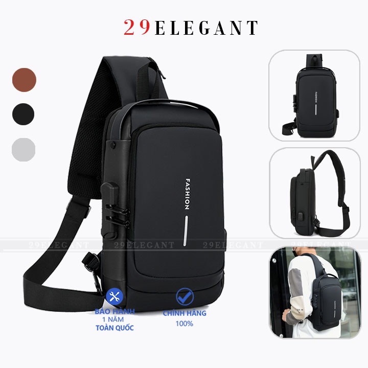  Túi Da Đeo Chéo Nam Cao Cấp Có Khóa Bảo Vệ Chất Liệu Chống Nước Không Gian Balo Miini Chứa Nhiều Vật Dụng 