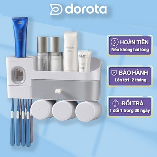 Bộ nhả kem đánh răng tự động cao cấp, kệ để bàn chải đánh răng gắn tường phòng tắm nhà vệ sinh BKNK