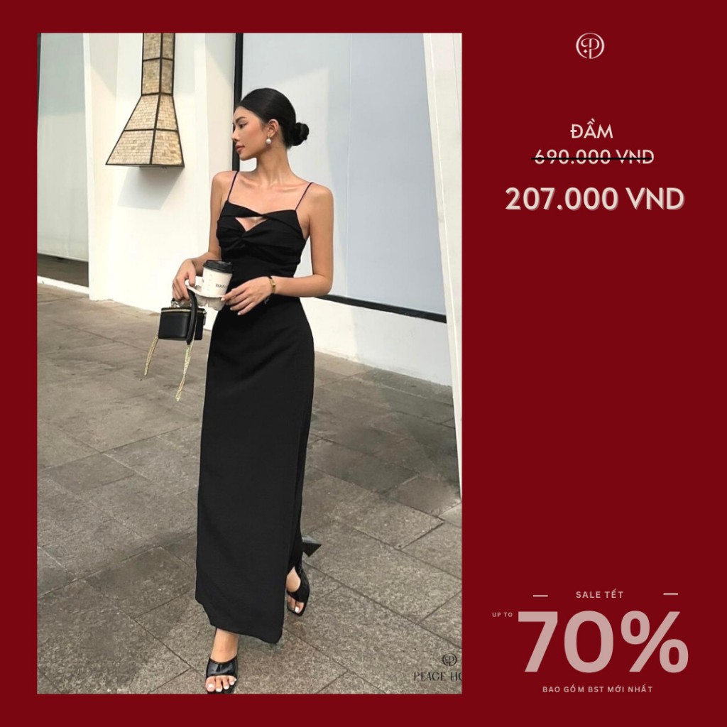 Đầm maxi dây cut-out xoắn ngực , Peace House Clothing