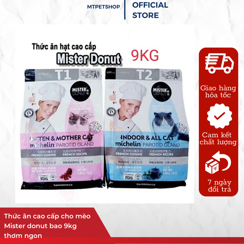 Thức Ăn Cho Mèo Mister Donut 9kg Dinh Dưỡng Cao Cấp Thơm Ngon