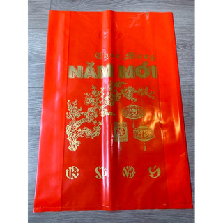Túi ni lông pe đỏ Chúc Mừng Năm Mới hàng đỏ tươi đẹp sắc nét, đẹp từng đường kim mũi chỉ