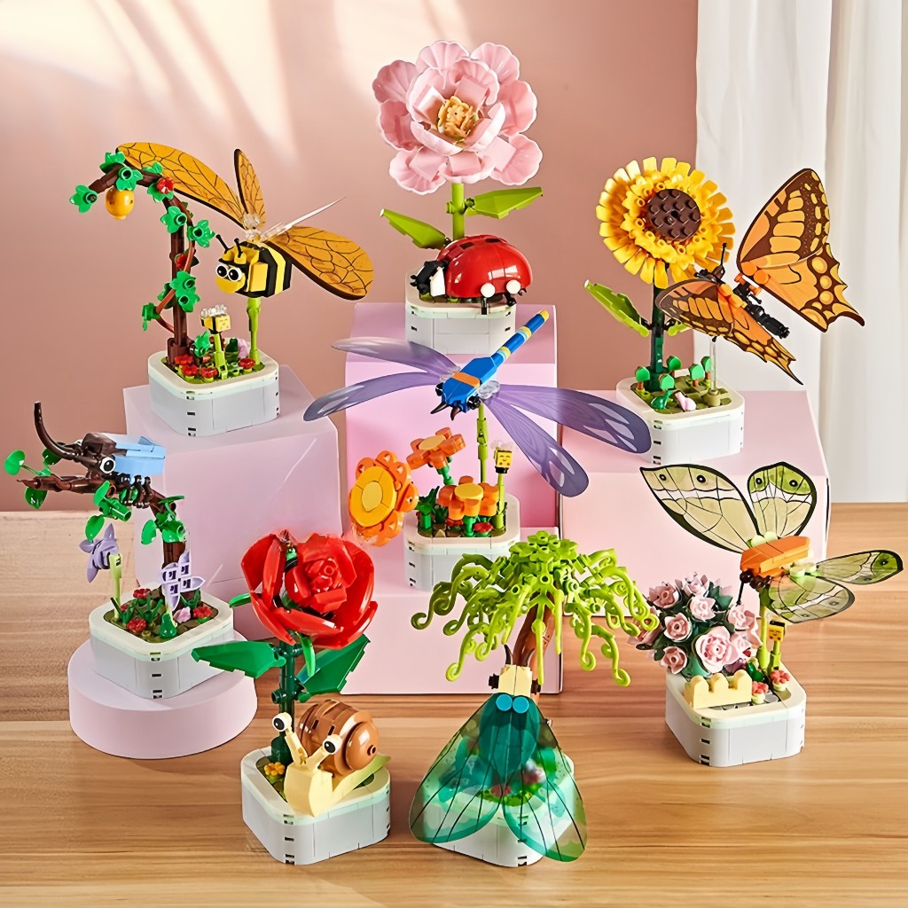 Mô hình lắp ráp 3D mini Chậu hoa hình động vật ngộ nghĩnh đáng yêu - Bộ đồ chơi xếp hình cho bé.
