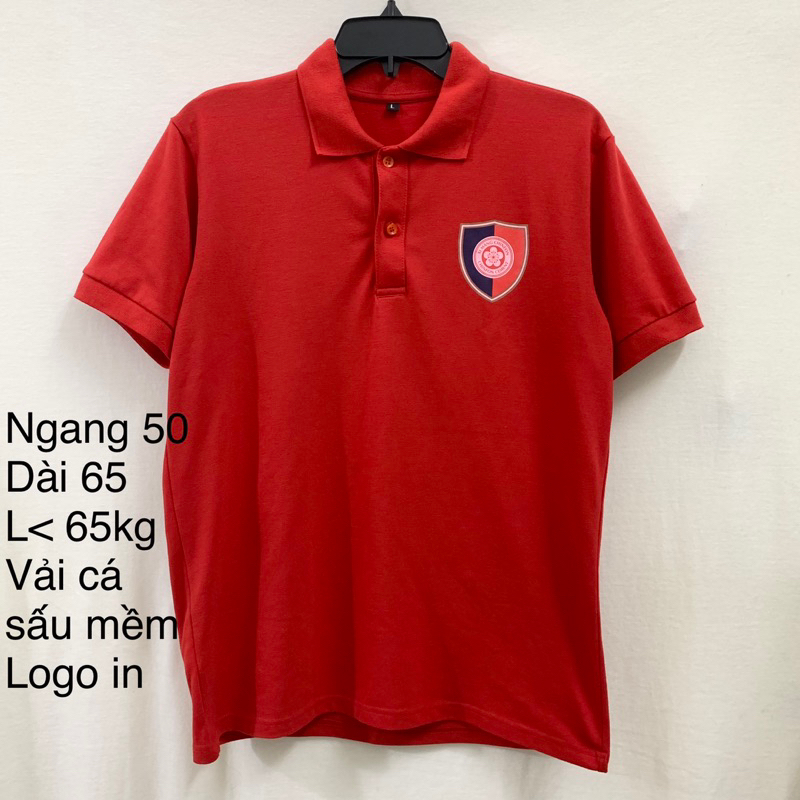 Thanh lý áo polo nam màu đỏ in logo, pass áo thun cổ bẻ nam màu đỏ 2hand