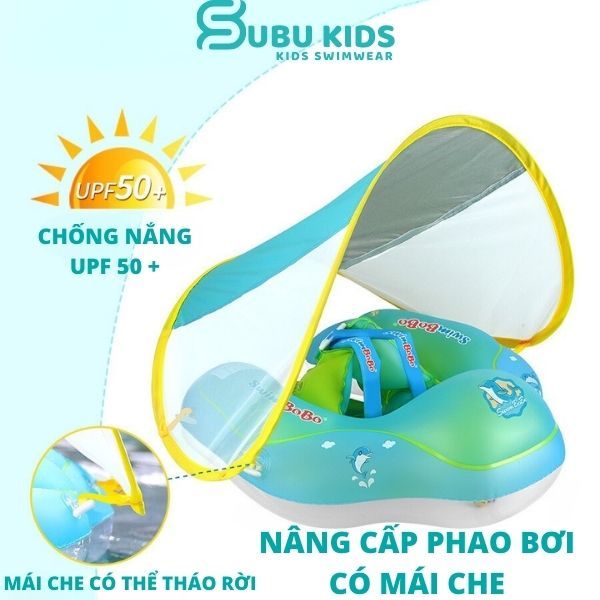 Phao bơi cho bé chống lật cao cấp SWIMBOBO thiết kế cải tiến có mái che phù hợp bé 6 tháng - 6 tuổi