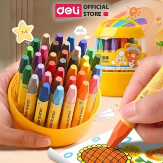 Bút Màu Sáp Dầu Oil Pastel Học Sinh Deli - Chuyên Dùng Cho Mẫu Giáo Cấp 1 Màu Đậm Rõ Nét Dễ Chồng Màu An Toàn Cho Bé
