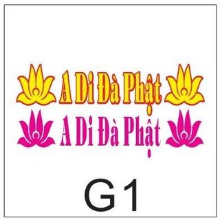Tem dán chữ A di đà phật. Decal dán xe mang lại bình an. Tem dán ô tô, xe tải, xe khách, xe máy...
