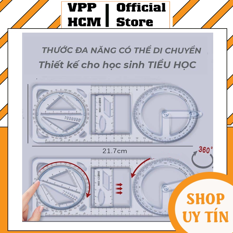 Thước Đo Hình Học Đa Năng xoay 360 độ tiện lợi để học toán CY-3306
