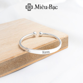 Lắc bạc khắc tên cho bé trai, bé gái dễ thương, kiềng bạc khắc tên miễn phí cho bé l400004-1 - miêu bạc
